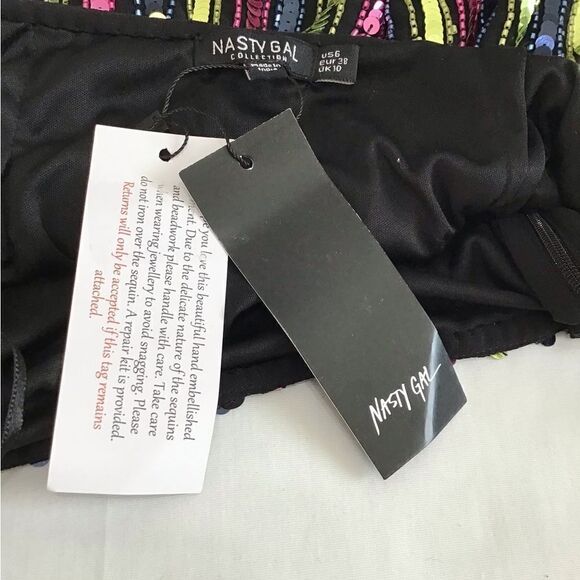 Nasty Gal Stripe Tassel Beaded Hem Mini Skirt New Size 6 - Picture 6 of 11